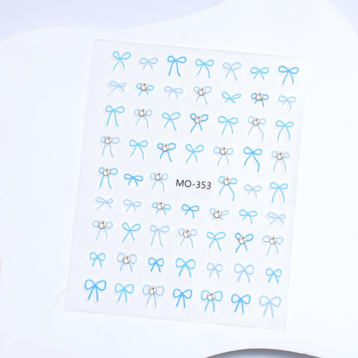 3D Black & White Bow Nail Stickers with Crystal Rhinestones