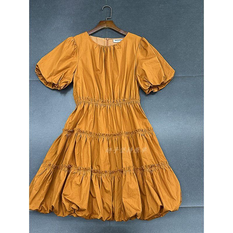 Export Single Cotton Bud Lantern Dress Wooden Ear Cute Cute Princess Dress Doll Type Puff Sleeve Dress