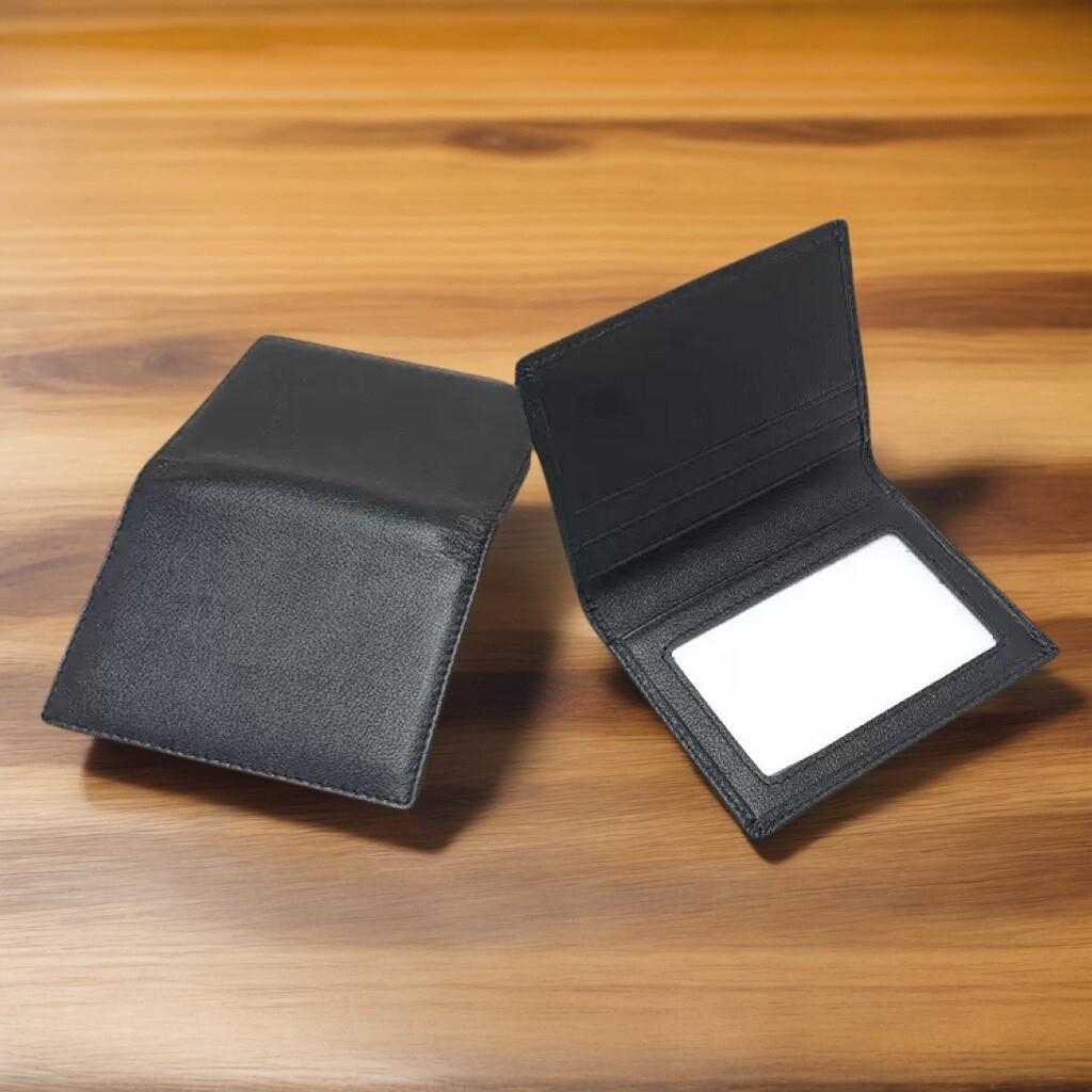 Top-grain Leather Wallet with ID and Credit Card Slots Men's Ultra-slim Vertical Cardholder Design Business VIP Bank Card Case and Card Organiser