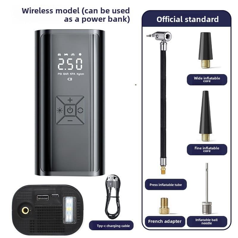 New Digital Air Pump with LED Light Outdoor Wireless Tire Inflator Air Compressor Portable Tire Pressure Gauge  LCD Display 150PSI 120W