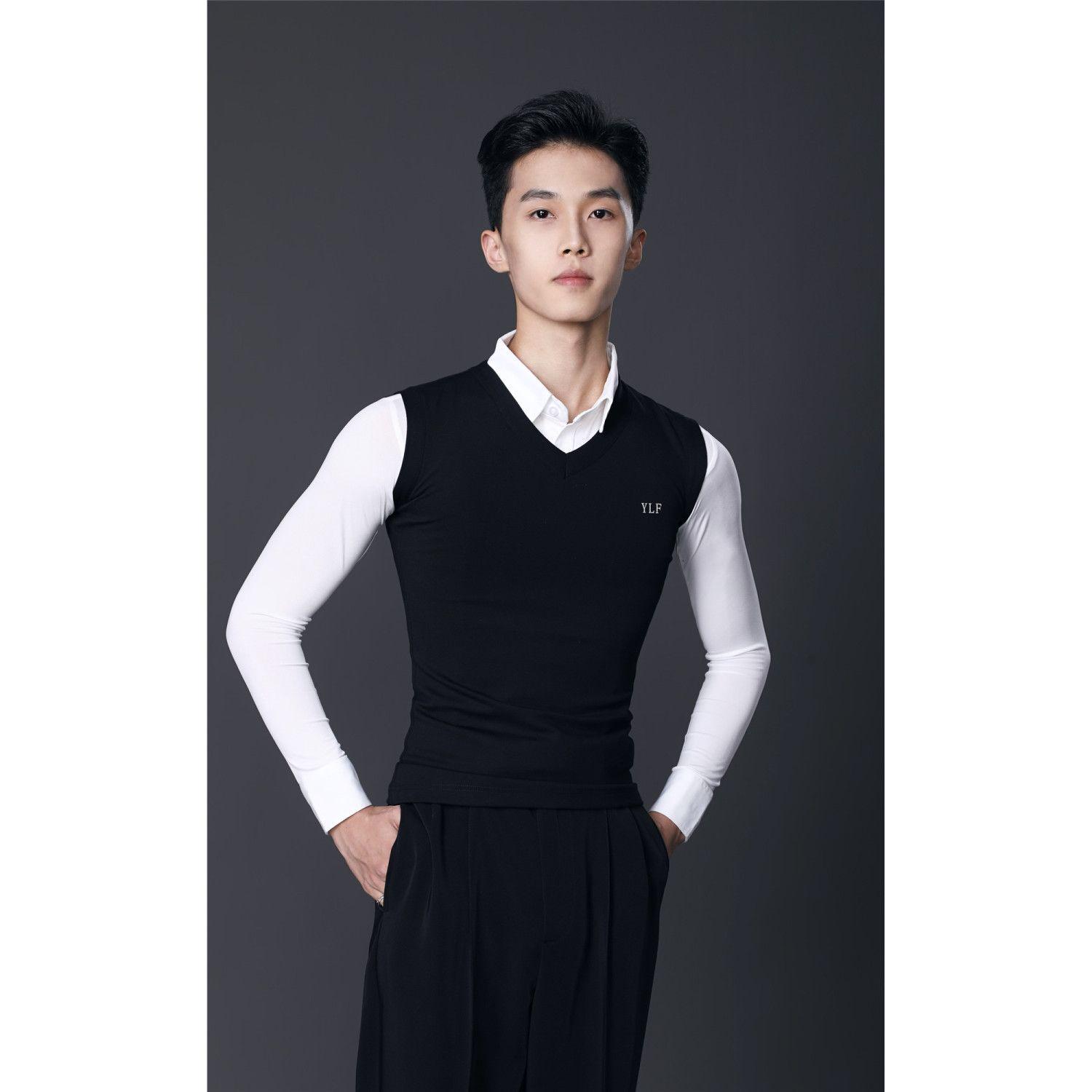 

Men s Modern Latin Dance Elastic Vest - Professional Practice Top XX-Large чорний