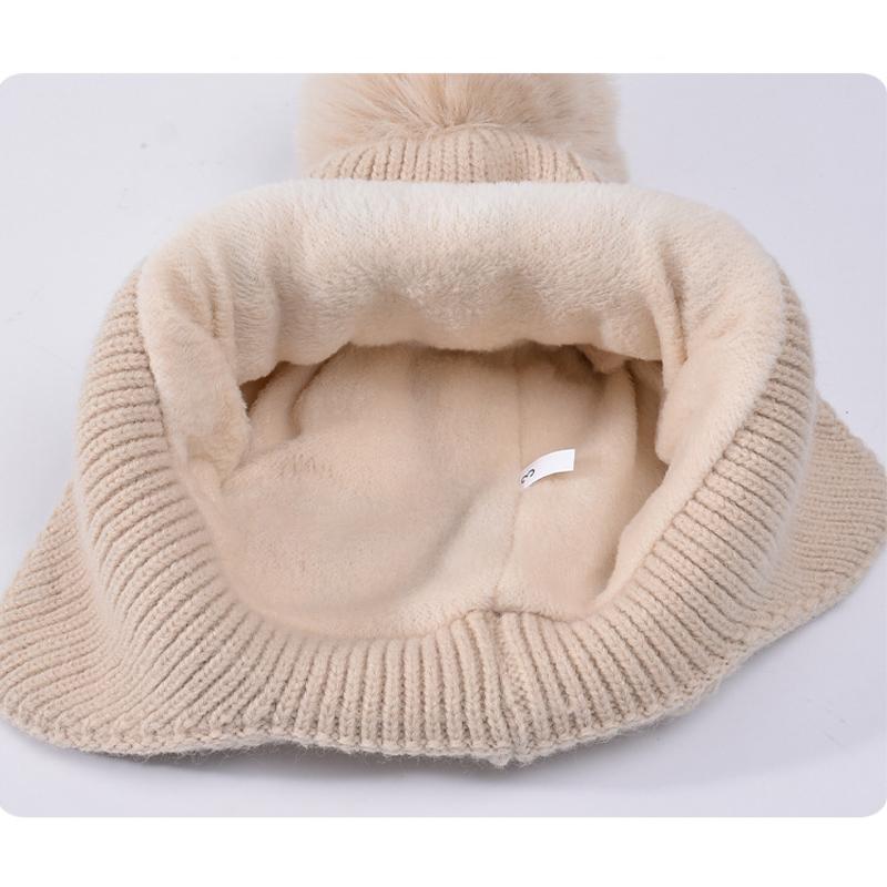 Children's Cap Gloves Ball Color Diamond Knitted Wool Cap Boys Girls Baby Velvet Warm Ear Protection Cap