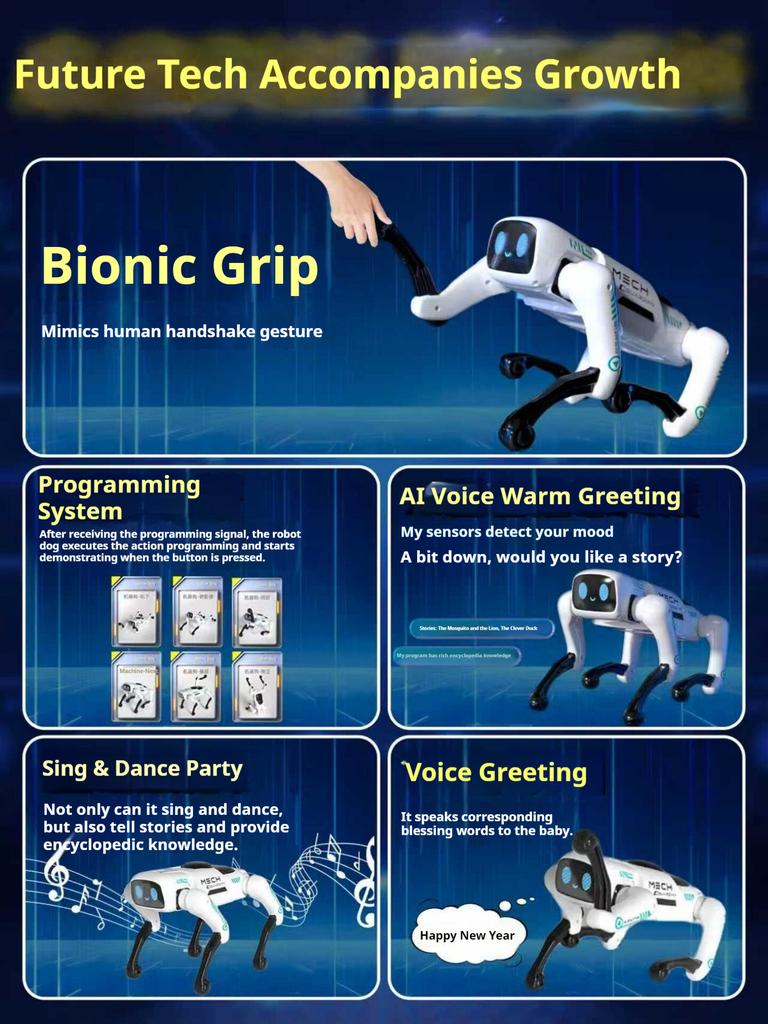 New Ai Intelligent Smart Robot Dog Remote Control Toy Programmable With Loading Basket For Boys Birthday Festival Gift