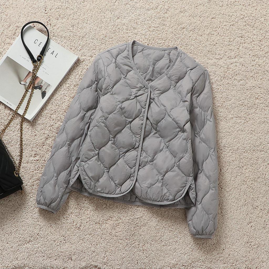 Autumn and Winter Outer Wear Collarless Light Down Jacket Women's Short Mother V-neck Down Liner with Small Jacket