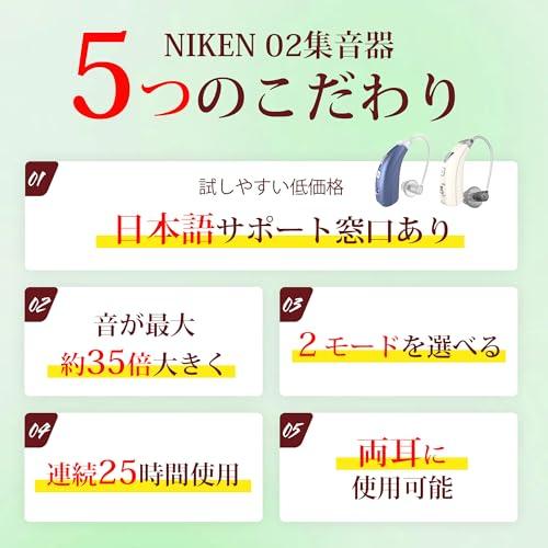 NIKEN Hearing Amplifier, Recommended by Singer Aki Yashiro, [Digital Ear Hook], Rechargeable, Made in Japan, Ultra-Lightweight (5g), Binaural, Clear S