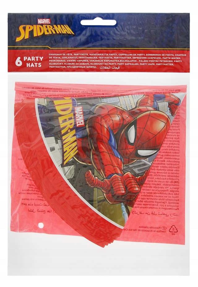 Czapeczki Papierowe Spiderman Marvel Urodziny 6Szt