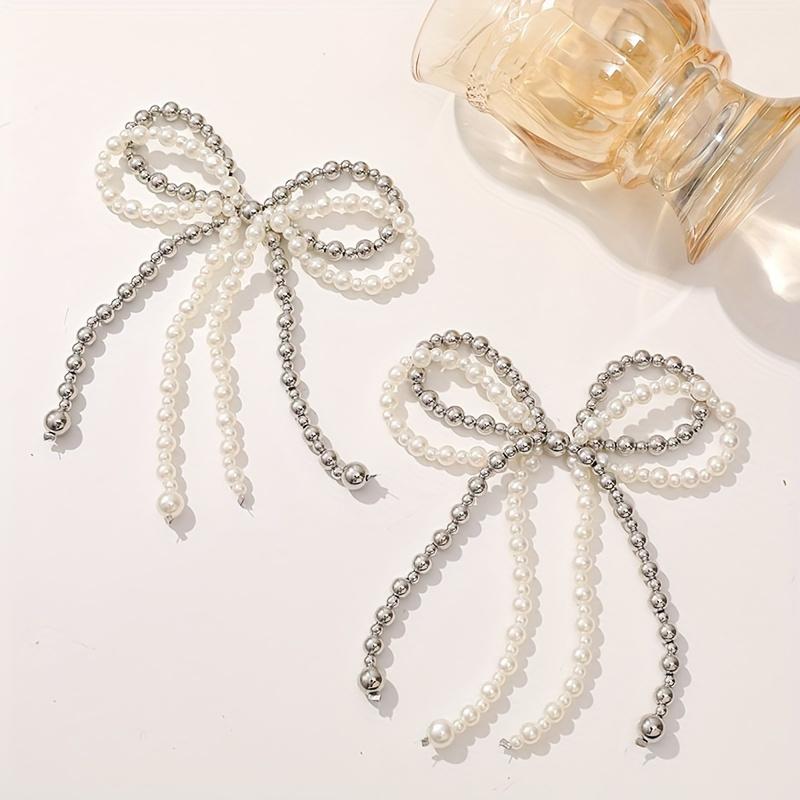1pc Pearl Butterfly Knot Shoe Charm Pendant,DIY Versatile Handcrafted Bead Decoration for Shoes and Bags,Plastic Material