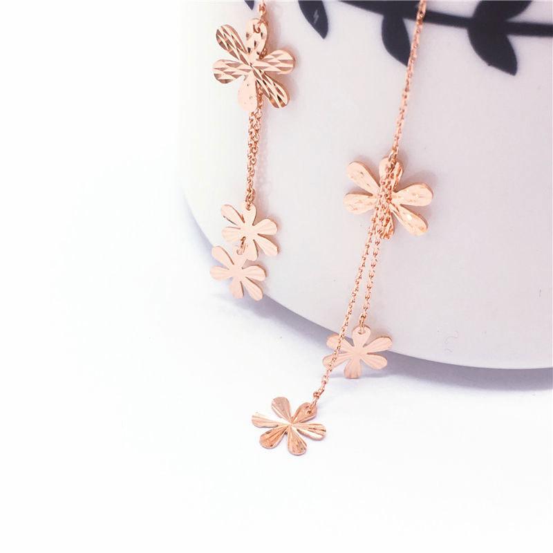 Exquisite Rose Gold Plated Mori Small Fresh Car Flower Five Flower Earrings Exquisite Pure Russian Gold Long Earrings