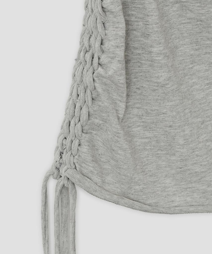 Taibseobiseu Braided Strap Side Button Top [Gray]