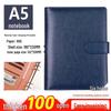 Red Leather A5 Business Loose-leaf Notebook with Card Holder