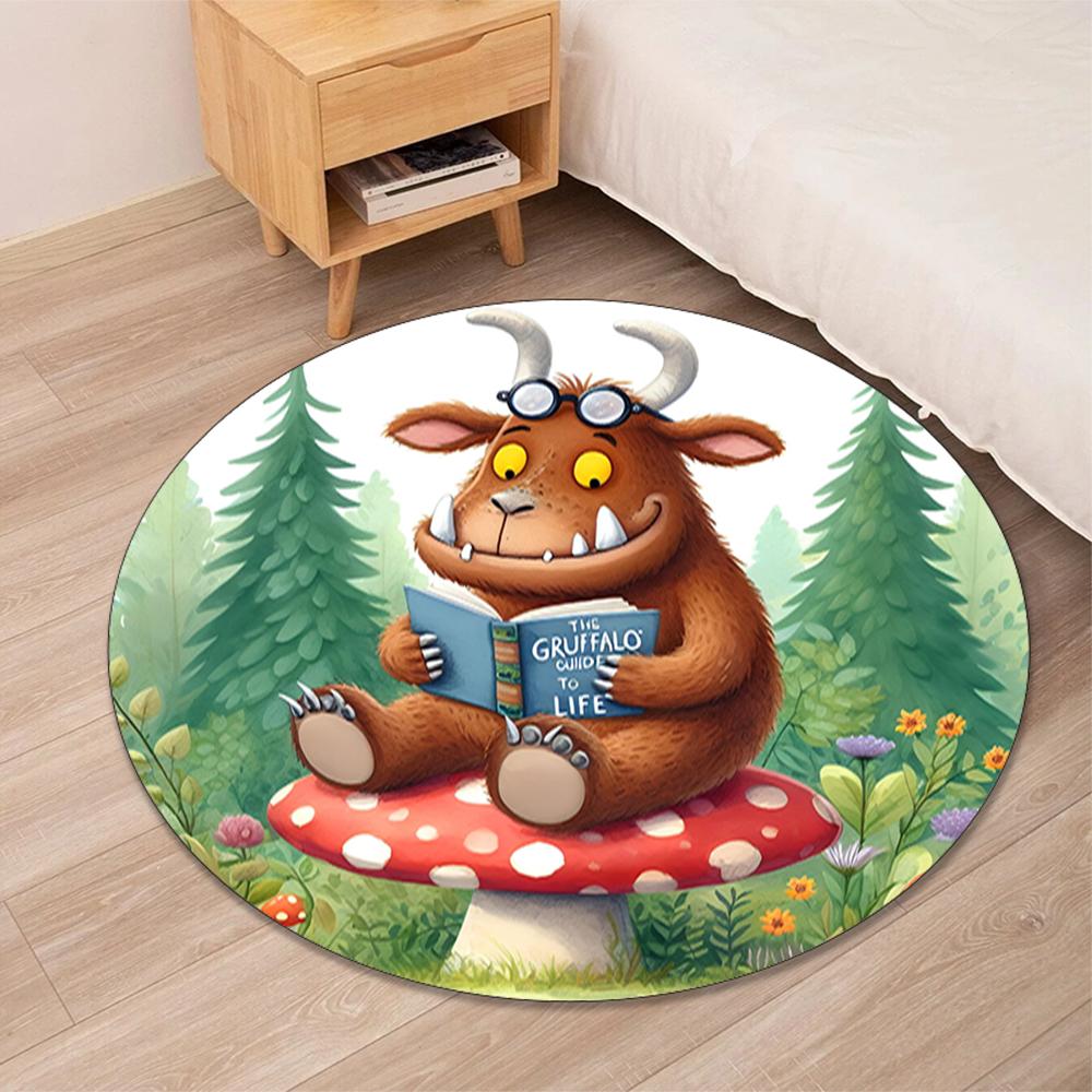 The Gruffalo Printed Round Rug Carpet Chair Rug Area Rug Entryway Doormats,for Office Chair Living Room Bedroom Kitchen Room.