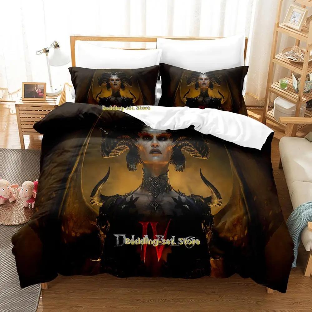 Nytt Diablo IV Sängklädesset Enkelt Twin Full Queen King Size Sängset Vuxen Barn Sovrum Påslakanset Anime parure de lit Säng