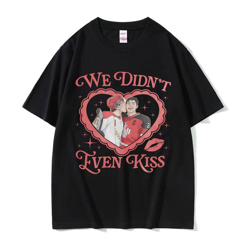 

Vintage We Didnt Even Kiss T Shirt Couple Heated Rivalry Movie Graphic Tshirt Unisexs Casual Fashion Cotton Short Sleeve Tshirts S