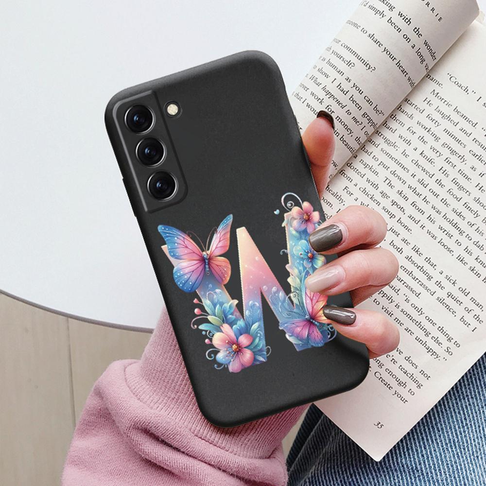 Phone Case Women For Samsung Galaxy S21 FE S22 Plus Girls Bumper Cover Colorful Letter Flower Butterfly Love samsang s22 Ultra