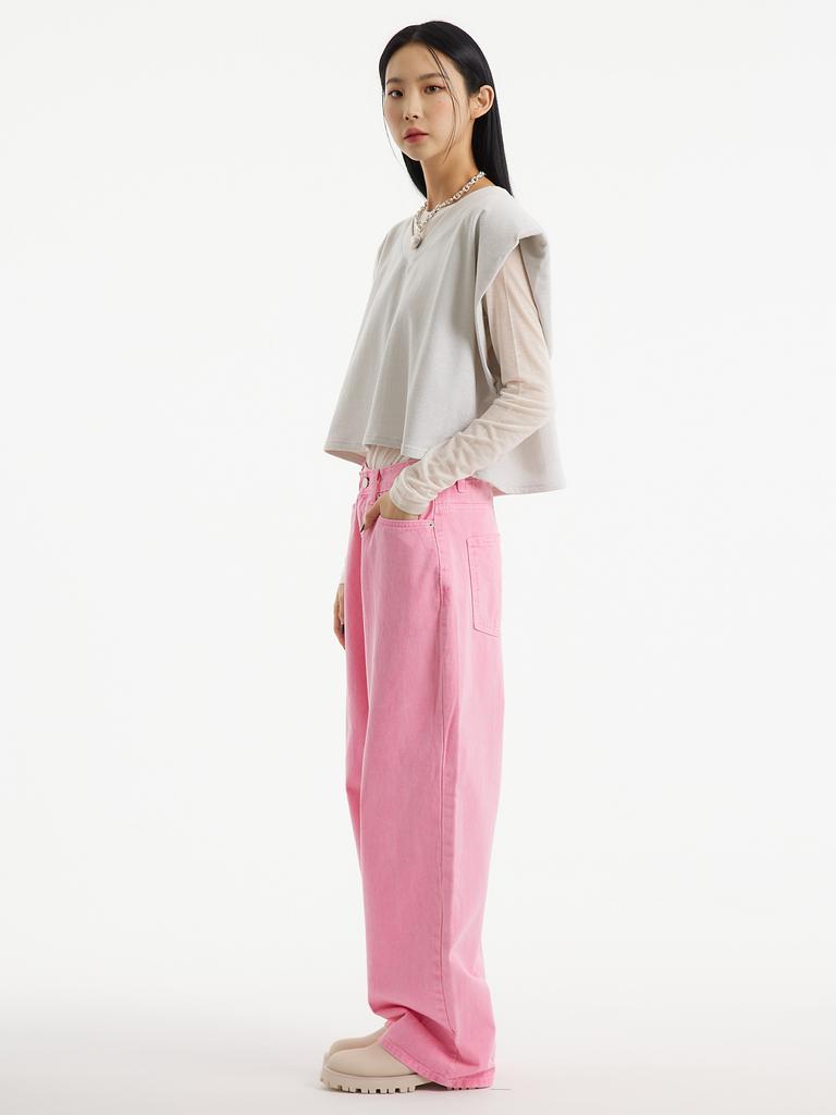 UNKNOWN PLANET Up-382 Wide Pigment Pants Pink
