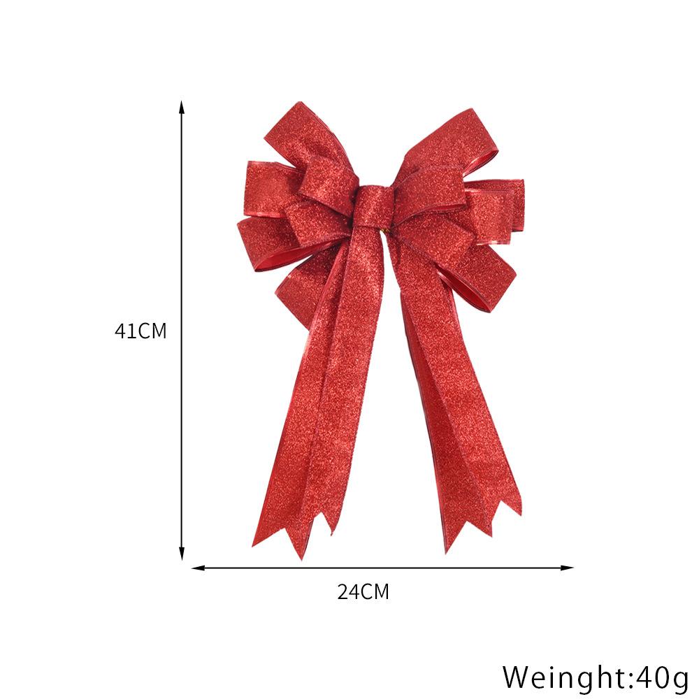 40*24cm Double Layer Large Christmas Bow Christmas Tree Topper Bow with Glitter Gold Edge Decor for Xmas Door MapleLeaf Bow Deco