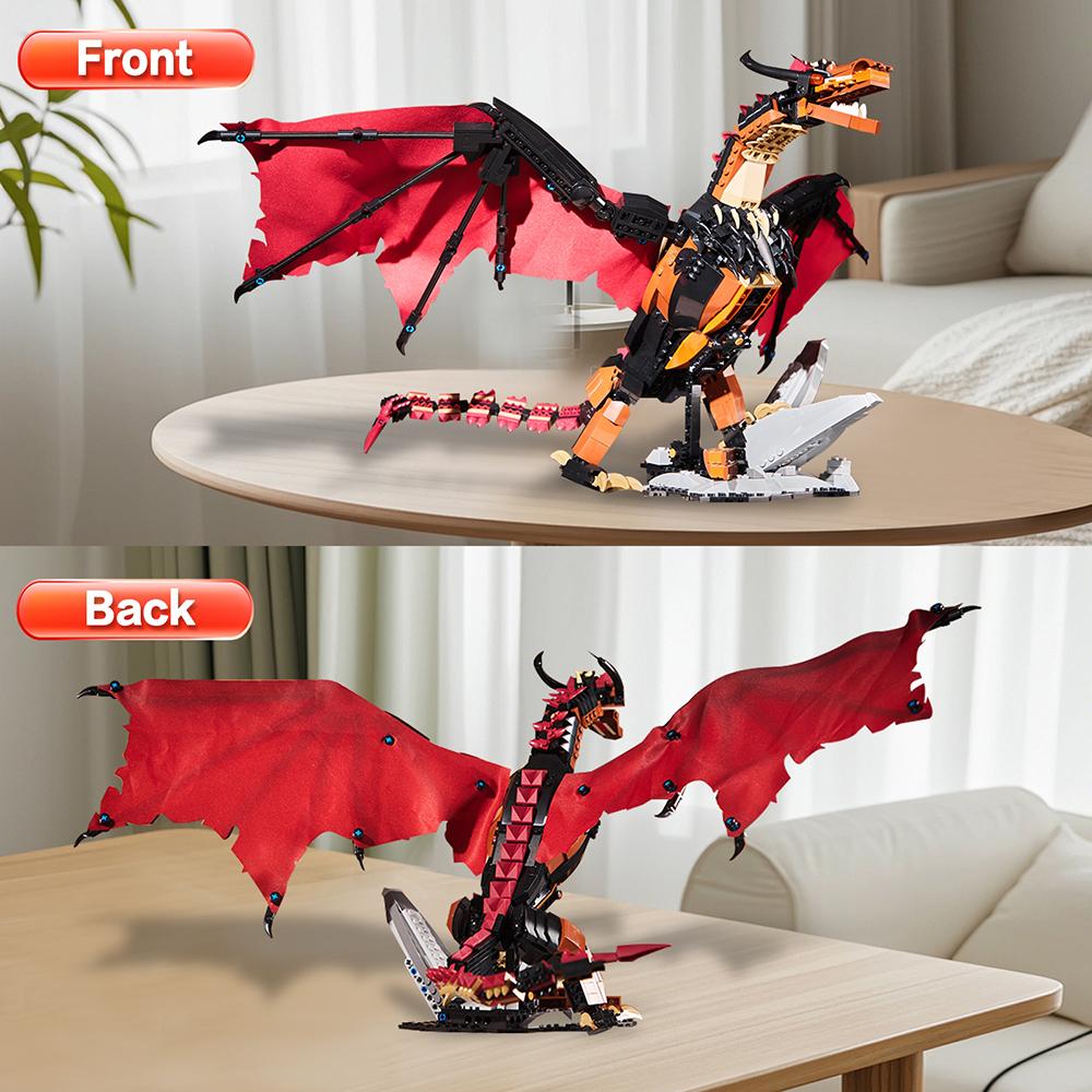 Non-Toxic 1018Pcs Classic Movie Toys Fire Dragon Building Block Sets Animals Models Figurine For Kids Toys Gift Set Oranment