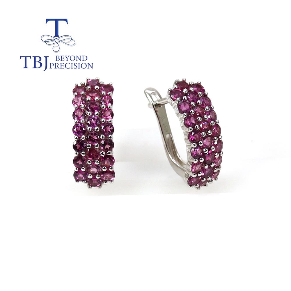 

Серьги с натуральным бразильским родолитом, круглые серьги 2,5 мм, классические простые ювелирные изделия из драгоценного камня, серебро 925 пробы для женщин L красный