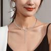Titanium Steel Necklace Female Zircon Crescent Pendant Fashion Horseshoe Fringed Accessories Trendy Versatile Clothes Accessories