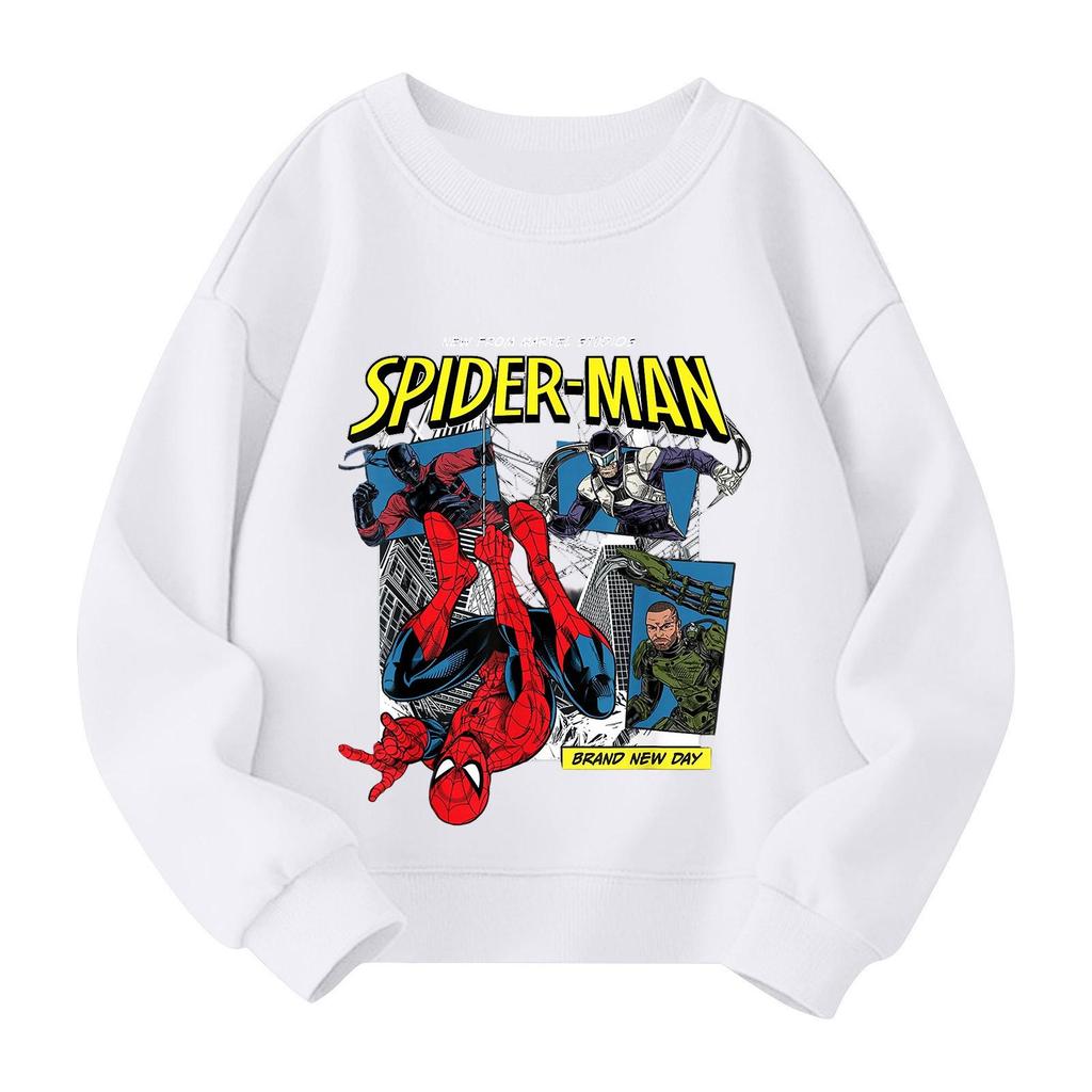 Boys and Girls Round Neck Plus Velvet Pullover Printed Top Sweatshirt