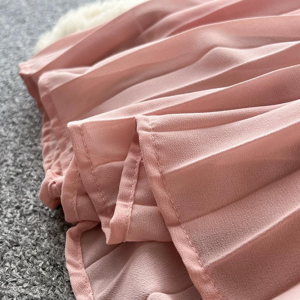 Elegant Beaded Studded Halter Strapless A-line Loose Dress for Women Sweet Pink Sleeveless Lace-up Pleated Dress Holiday Summer Dress