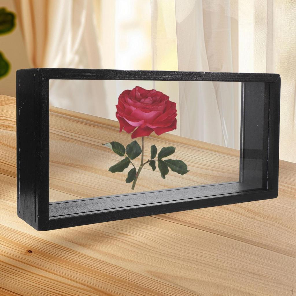 Shadow Box 3D Picture Frame Bouquet Badges Wedding Flower,Clear,Art with Glass Cover,Keepsake