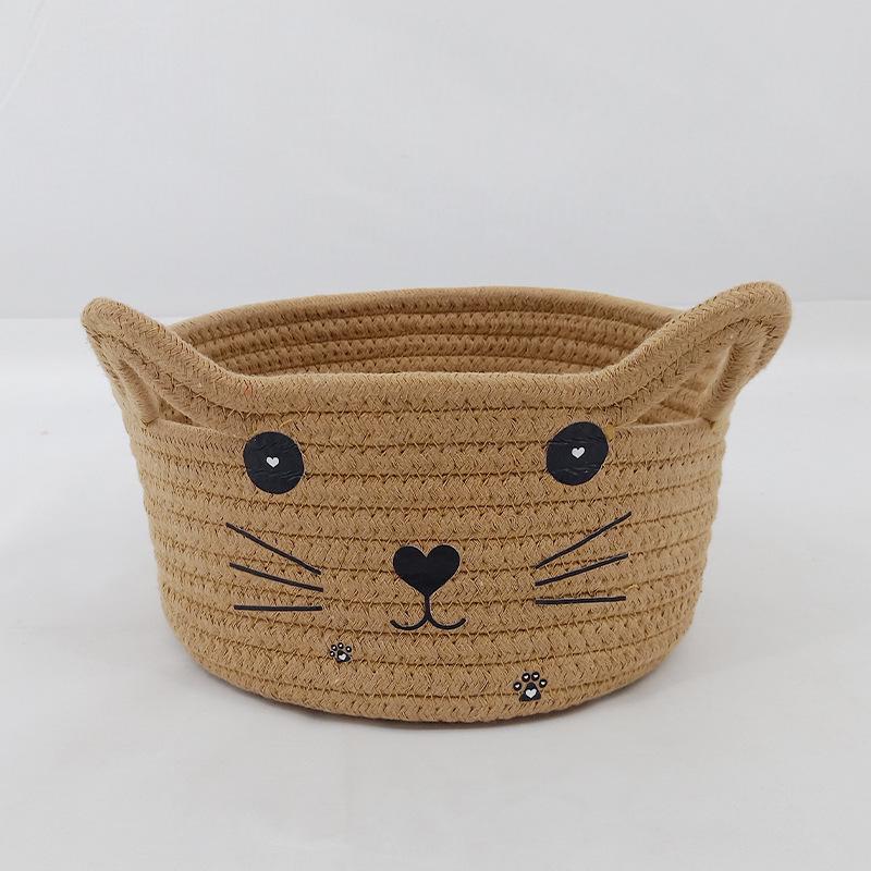 

Тканая корзина для хранения из хлопковой веревки для закусок и организации рабочего стола Diameter 20cm, Height 11cm хаки