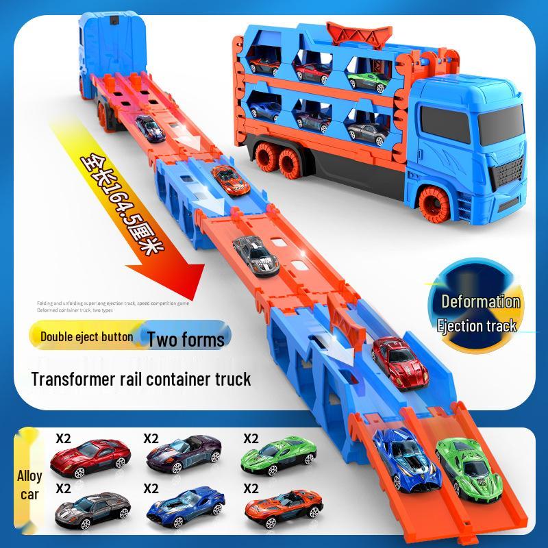 Children's Extra Large Transforming Toy Car Track & Alloy Racing Truck Set