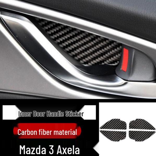 Mazda 3 Axela Interior Door Handle Bowl Carbon Fiber Sticker Set