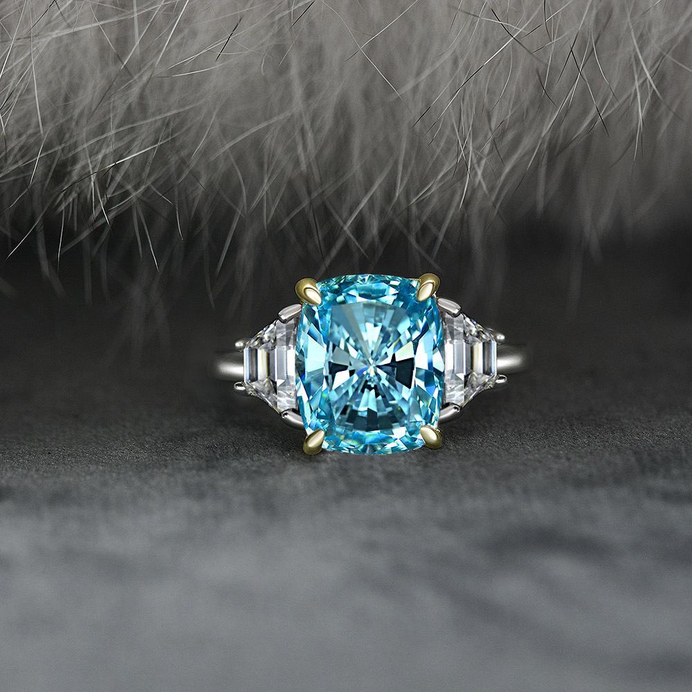 

Ювелирные изделия Tancision из стерлингового серебра, индивидуальное красивое квадратное кольцо с имитацией синтетического бриллианта для мужчин и женщин 12 морской синий