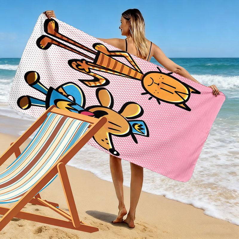 Dog Man Print Beach Towel, Large Soft Quick Dry Towel for Beach Camping Swimming