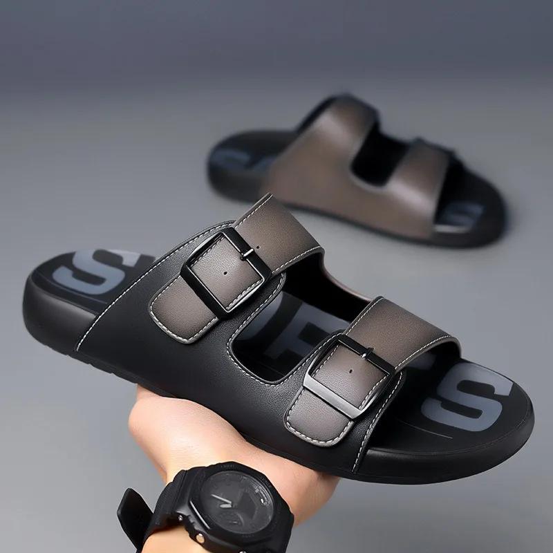 Fashion 2024 New Designer Casual Buckle Male Sandals Fashion Retro Open-toe Soft-soled Outdoor Beach Shoes Slippers for Men