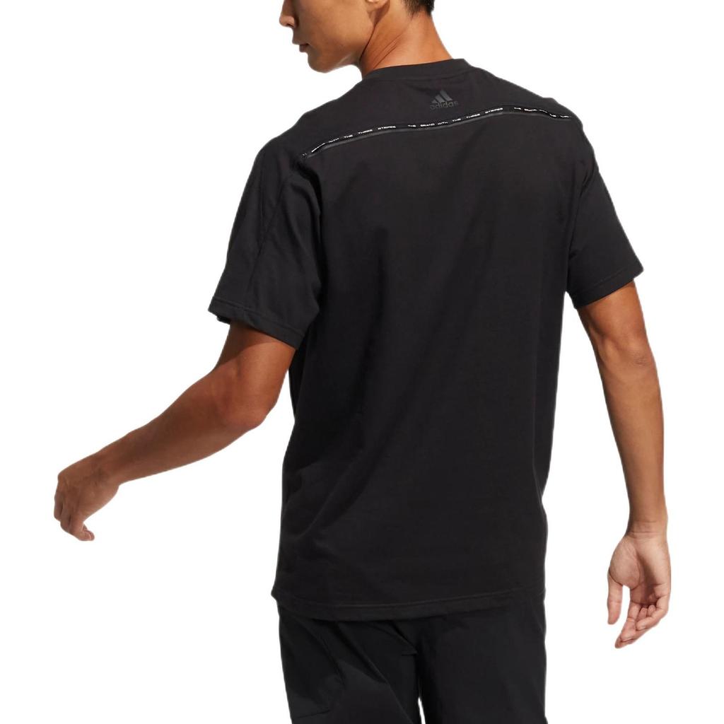 adidas T Shirts Men's Black Crew Neck Moderate Straight Fit HE9945
