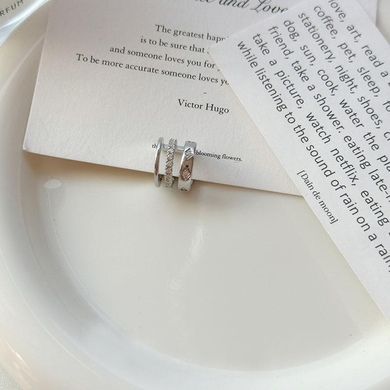 

1PCS Fashionable And Creative Zircon Inlaid Multi-layer Circular Ear Bone Clip Neutral And Simple Geometric Daily Jewelry Gift