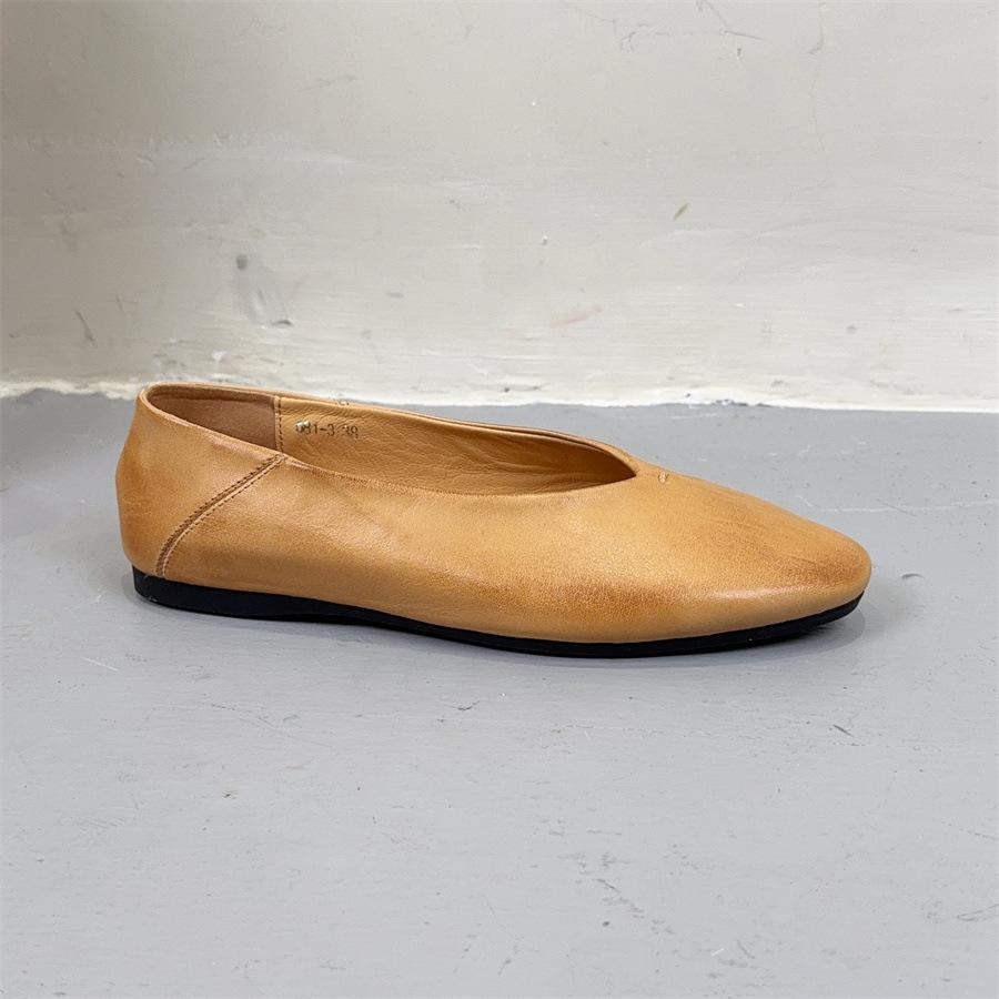 Johnature Мокасины ручной работы из натуральной кожи, туфли на плоской подошве, ретро, круглый носок, неглубокая мягкая подошва, женские туфли