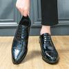 Gentleman Patent Leather Height Increasing Shoes Brown Black Brogue Wedding Party Dress Designer Male Formal Zapatos Hombre