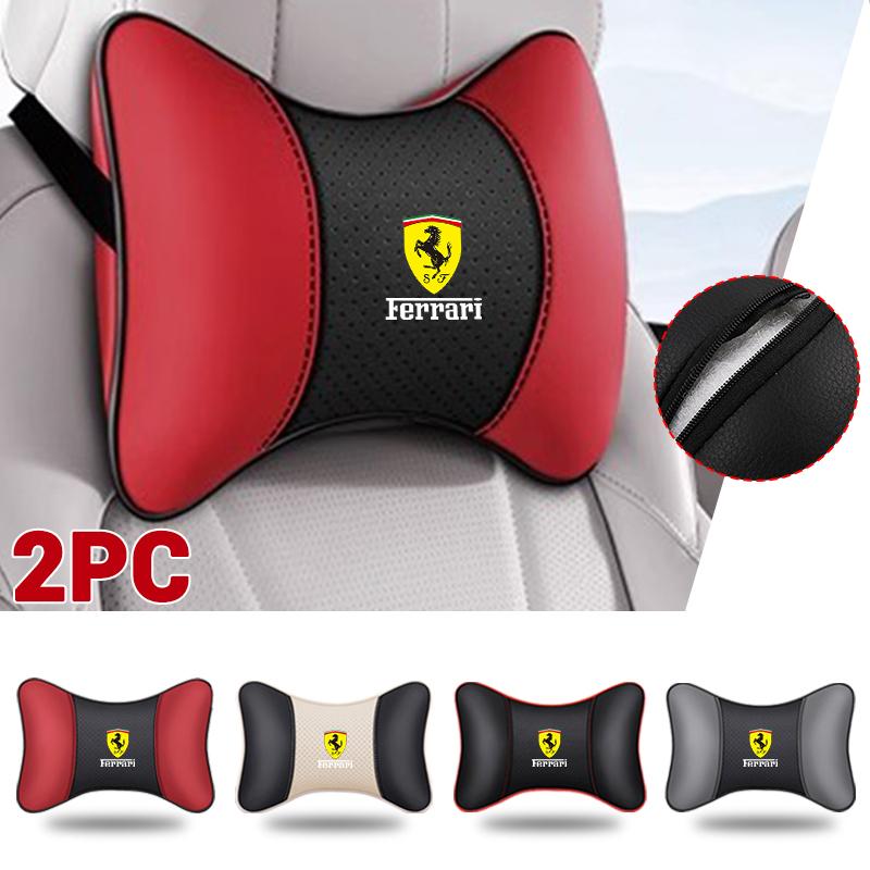 2pcs New Car Seat Headrest Neck Pillow Interior Accessories For Ferrari F430 Stradale Roma 488 Spider SF90 LaFerrari Portofino WM5