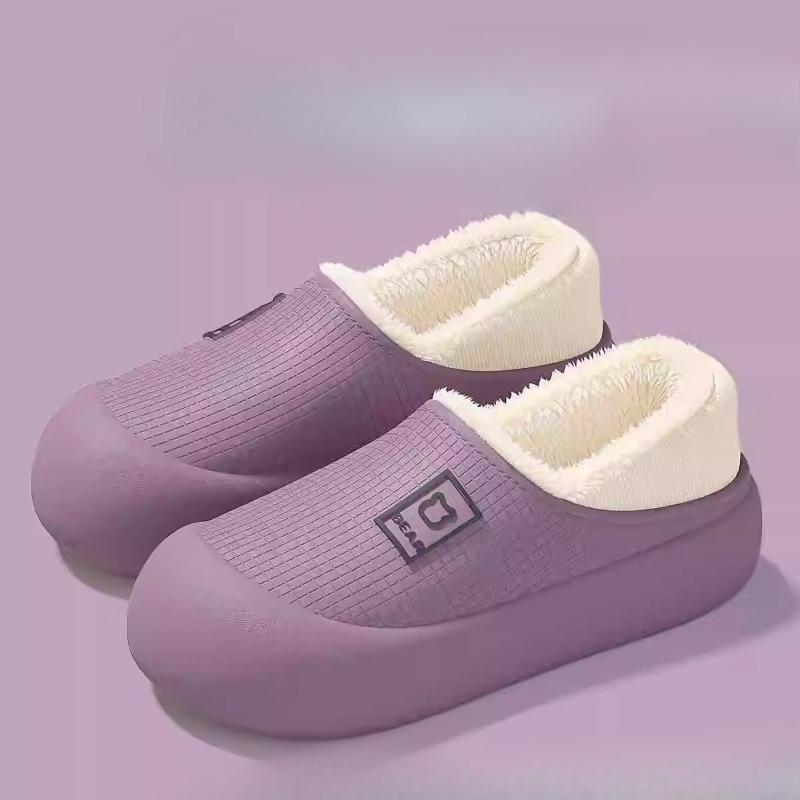Waterproof Indoor Warm Bags for Women's Cotton Shoes and Anti-slip Plush Slippers