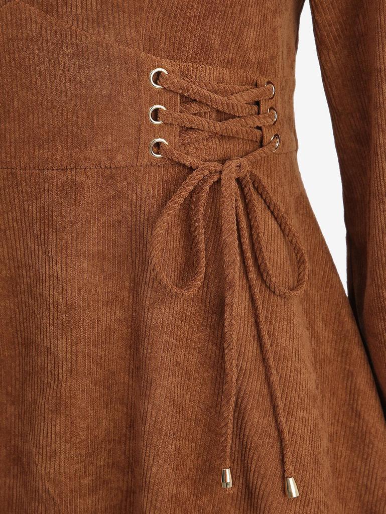 Rosegal Plus Size Ribbed Textured Lace Up Asymmetrical Dress