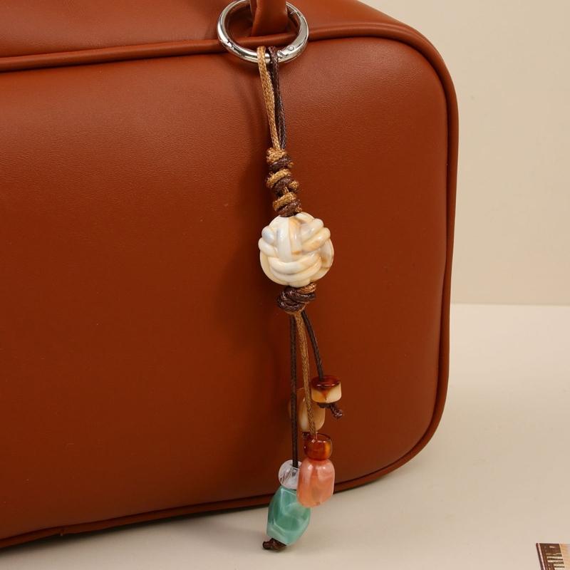 Handwoven Resin Keychain Phone Strap Bag Charm Style Lightweight Accessory for Women Men