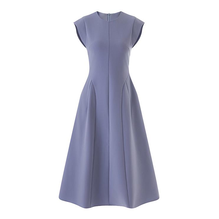 Elegant French Noblewoman Crescent Sleeve Waist-Cinched Mid-Length Dress for Women