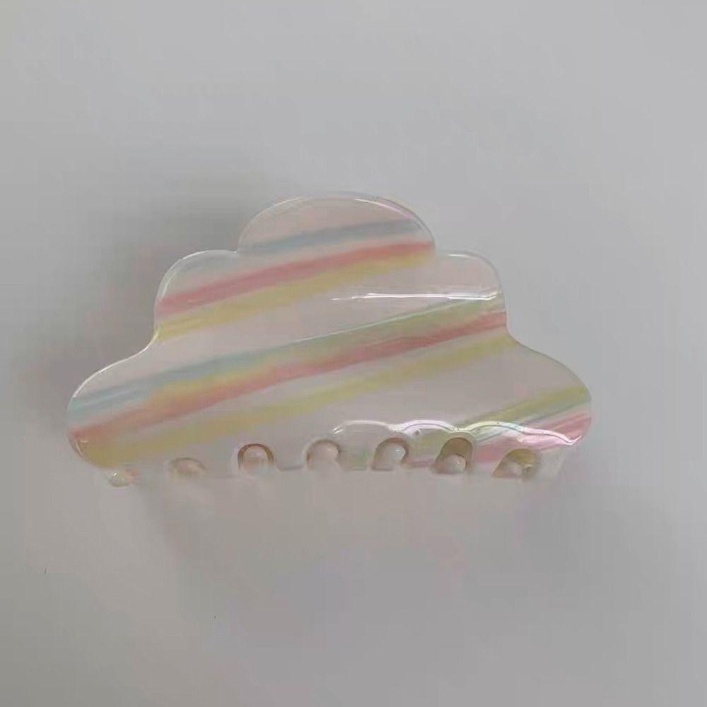 Rainbow Cloud Acetic Hair Claw Colorful Rainbow Hair Clip Personality Stripe Shark Clip  Party