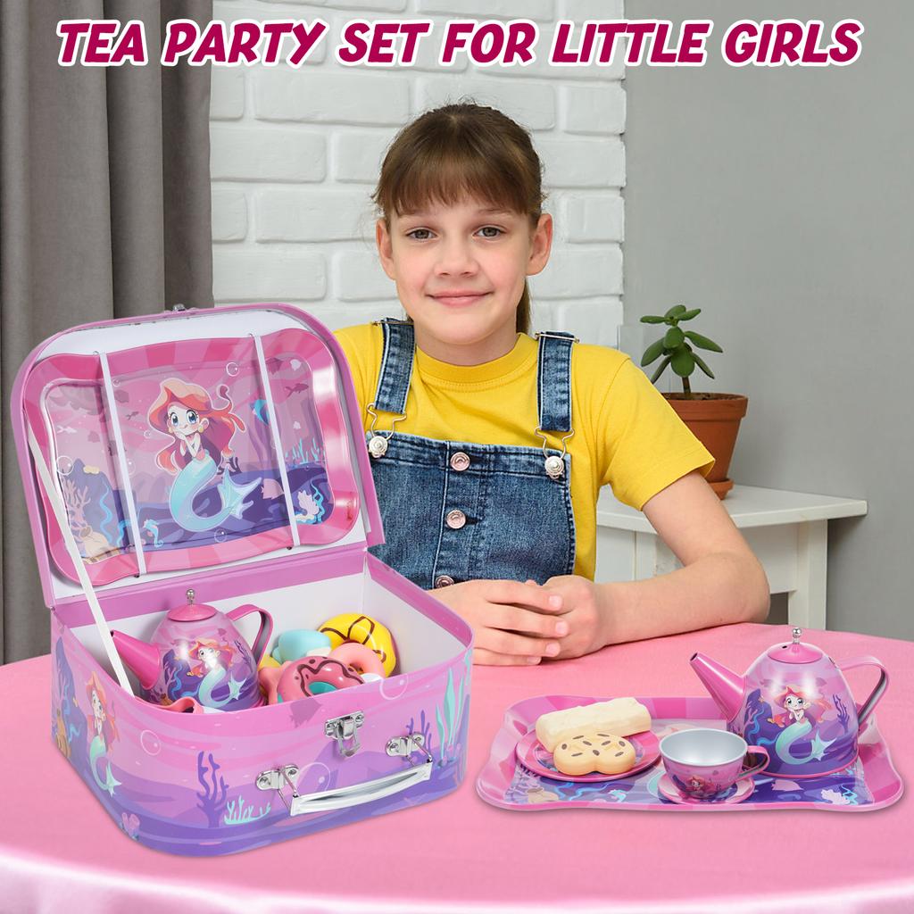 Tea Sets for Kids 46pcs Tea Party Set for Little Girls Afternoon Tea Dessert Toys Includes Cake,