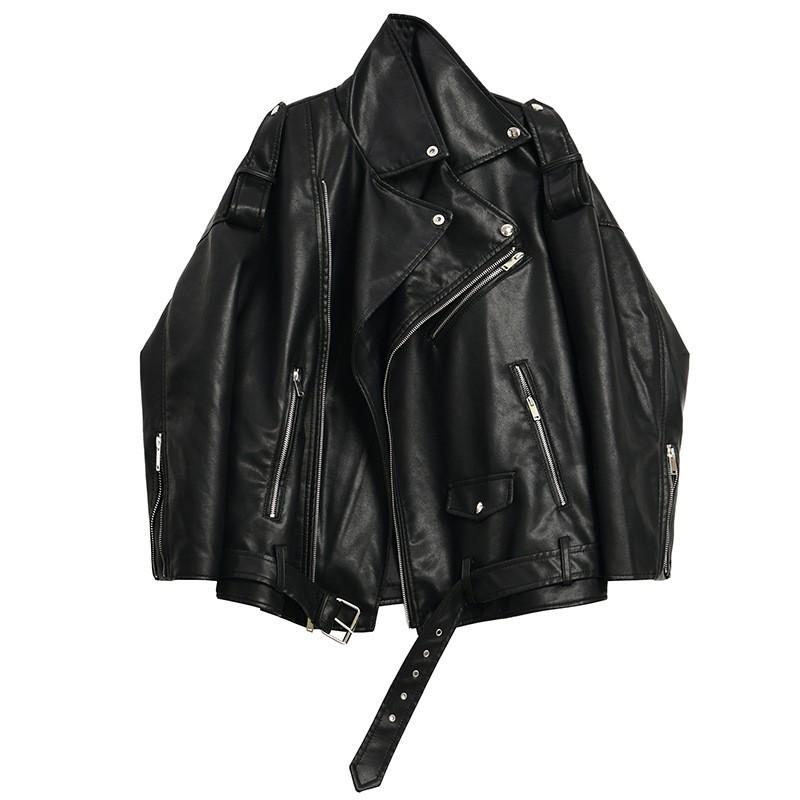 Womens Vintage Brown PU Leather Moto