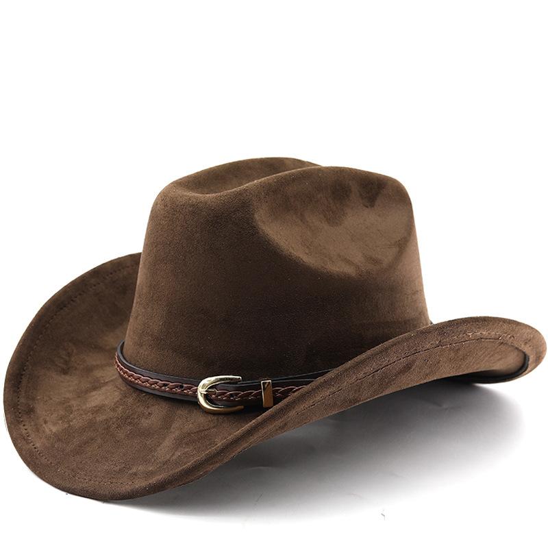 New Fashion Suede Cowboy Fedoras Cap Retro Unisex Outdoors Big Brim Top Hat Western Style Handsome Britain Panama Jazz Hat