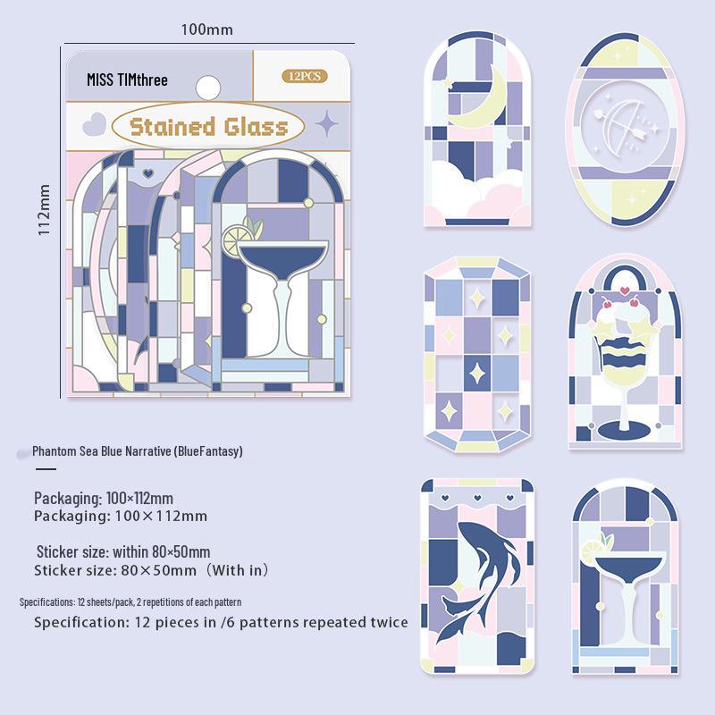 

Stained Glass Series PET Sticker Pack: High-Value DIY Journal Decoration Gift for Kids