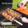 Outdoor BBQ Rolling Grill Basket, 304 Stainless Steel Barbecue Cylinder Net Cage.