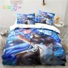 Genshin Impact  Anime Printed Bedding Set Single Twin Full Queen King Size Bed Set Adult Kid Bedroom Bedding Gift