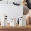 3 Pcs Ghost Candle Light Holders Flameless Candles with Spooky Candle Holders Halloween Tealight Candle Holders for Table Centerpiece Dining