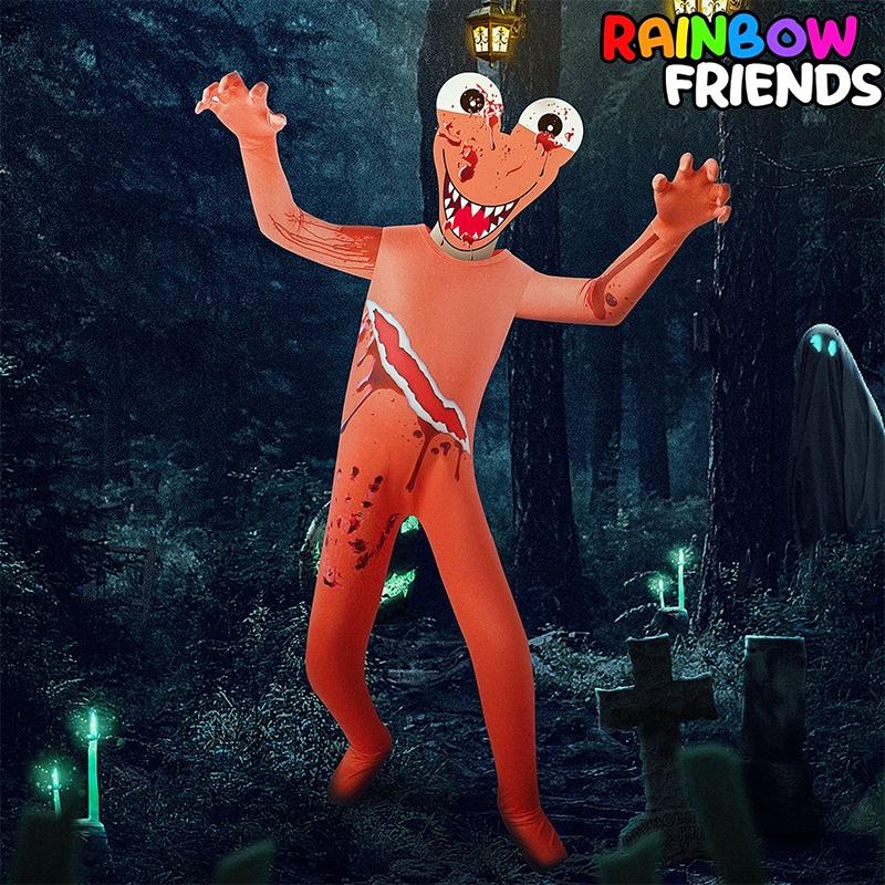 Roblox Rainbow Friends Orange Jumpsuit Kostüm für Kinder mit atmungsaktivem Polyesterstoff